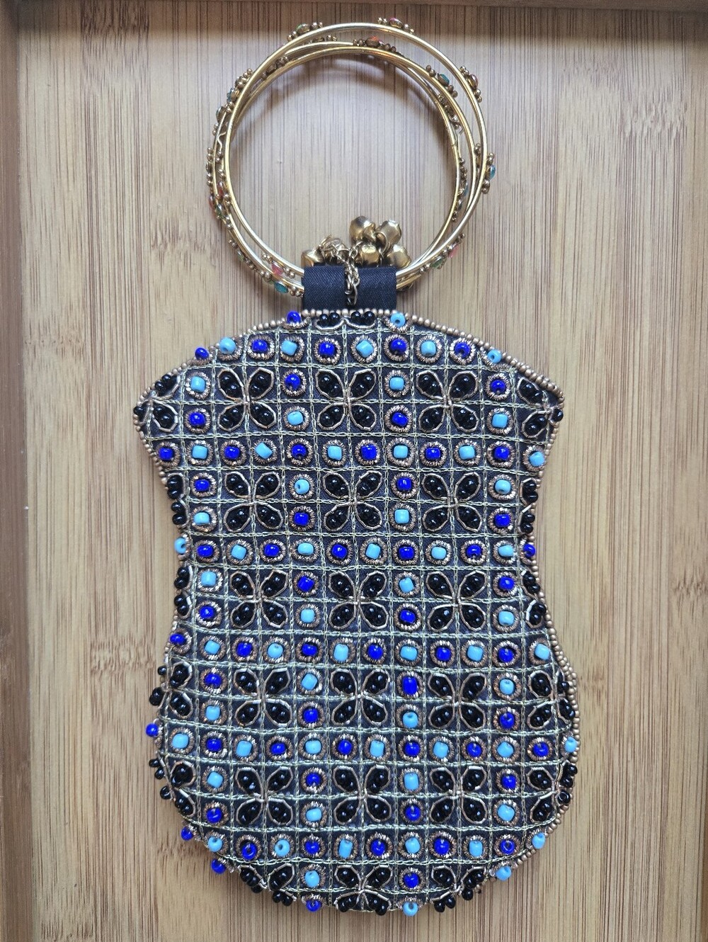 David Jefferey Embellished Blue & Turquoise Beaded Wristlet Bag
